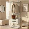 [en.casa] Stand Appendiabiti da Terra in Acciaio con 4 Ripiani Guardaroba Aperto Asta Vano Portabiti e 2 Cassetti Organizzatore per Ingresso Camera da Letto 200 x 61 x 40 cm - Grigio