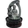 Duoruameng Fontana Buddha con luce LED, fontana da tavolo Shui Zen, decorazione in resina Buddha, fontana in loto, decorazione per interni
