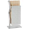 OUTBROS Portasciugamani da bagno autoportante, portasciugamani a 2 bracci, scaffale per asciugatura ed esposizione con ripiano, porta asciugamani per soggiorno, 40 x 20 x 80 cm, argento