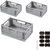CNKHDZ 3 pezzi contenitori pieghevoli c stabili cestini pieghevoli cestini pieghevoli contenitori contenitori contenitori per la cucina (Grigio, 1 pack 30×20×12 cm+2 pack 20×14×9 cm)