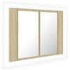 vidaXL Armadietto a Specchio con Luci LED Rovere Sonoma in Acrilico