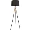 BEL AIR HOME - Lampada da Terra Soggiorno NAPOLI, Treppiede a 3 gambe 1 x E27 (Lampadina non inclusa) Design Moderno in Metallo e Legno, Ideale per Salotto e Camera (NERO)