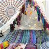 Aakriti Gallery Tappeto pezzotto realizzato a mano con materiali riciclati, tappeto indiano Chindi multicolore, boho-chic decorativo (150 x 90 cm) Turquoise