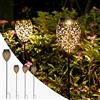 Görvitor Görvitor Lampade solari per esterni da giardino, 4 pezzi, LED in metallo, per esterni, IP65, impermeabili, orientali, da giardino, a energia solare, luce bianca calda, con picchetto, decorazione da