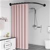 KJHWYXD Bastone Per Tenda Da Doccia Angolare A L, Asta Per Tenda Da Doccia A Curva Telescopica Senza Foratura, Senza Supporto Soffitto, 304 Acciaio Inox, Per Bagno Cameri(Size:A 70-95m x 70-95cm,Color:black)