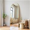 UTTQEW Specchio intero arco 177 x 77 cm, curvo, grande, cornice in lega di alluminio, vetro temperato, angoli rotondi, per camera da letto, soggiorno, guardaroba, oro