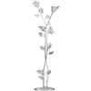 ONLI - Piantana, lampada da terra Marilena bianca e argento. Diametro 55 altezza 175cm. 3 x E14. Decorazioni foglie. Stile retro classico elegante chic