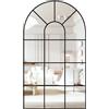 CASSILANDO Specchio da parete per finestre ad arco, 80 x 50 cm, specchio decorativo per vanità, per bagno, camera da letto, soggiorno, finestra, specchio, fattoria, colore nero