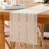 Miuyunya Runner da tavola beige macramè bohemien in lino di cotone, 30 x 100 cm, in pizzo all'uncinetto, stile rustico, lavabile, runner da tavolo in tessuto bohémien, decorazione per cucina, matrimonio