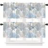 Ausing - Tende da caffè con stampe di fiori e farfalle, semitrasparenti, corte, set da 2 pezzi per camera da letto, soggiorno e cucina, colore blu