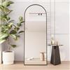 MIOOSUT Specchio su piede bombato 162 cm, specchio pieno arco con cornice a specchio completo con supporto grande specchio da pavimento nero specchio da parete per bagno, camera da letto, ingresso (nero