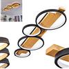 hofstein Lampada a soffitto LED Rodekro, lampada a soffitto dimmerabile in metallo/legno/plastica in nero/naturale/bianco, dimmerabile, lampada con barra di legno, LED 42 Watt, 3000 K, 4200 Lumen