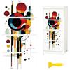 Peacoblue Kandinsky - Adesivo per mobili, decorazione artigianale, 15,2 x 30,5 cm, arte astratta dinamica, 4 pezzi, impermeabile, UV, DTF per cassetti, cassettiere, vetro, porcellana, legno, plastica