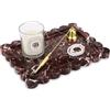 TABHOUKIT Vassoio Marmo Bagno Naturale Ondulato Vassoio Portaoggetti Svuotatasche Ingresso Moderno Lusso per Toletta, Candele, Asciugamani, Cosmetici, Profumo, Portachiavi (Rosso Lepanto, 27 x 20 cm)