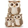 LEMONSTONE Decorazione in legno, famiglia di gufi, statuetta decorativa 2D per soggiorno e camera da letto, simpatici statuette di animali, per scaffale e scrivania, idea regalo fatta a mano, 20 x