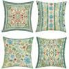 Joymaison Federe Cuscini Divano 45x45 set da 4 Bohemia Verde Mandala Retrò | Decorativa Copricuscini Vintage Floreale Geometriche Paisley Fiori Boho Etnici Geometrico per Divano Soggiorno Esterno