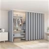 Generic Tinta Unita Tenda Antipolvere per Scaffale Tenda per Cabina Armadio Privacy Ripple Piega con Binario Regolabile per Libreria Cucina Cabina Armadio(Light Gray,W 250 cm x H 270 cm)