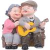 Beavorty Statuette Decorative in Resina per Coppie Anziane, Regali per Anniversario Soggetti di Nonni Innamorati e Strumenti Musicali