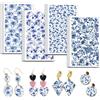 OLYCRAFT 24pz 4 stile Carta Da Trasferimento In Argilla con Fiori In Porcellana Blu 4 stile Carta Da Trasferimento Floreale Piccola Fogli di Argilla Polimerica con Fiori Blu per Orecchini Gioielli