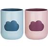 Mlysnd Tazze Spazzolino Denti, 2 Pezzi Bicchieri Bamboo Bicchiere Plastica Bambini Tazza per Collutorio da Viaggio Design Pattern di Nuvole per Bambini Tazza per Acqua, Caffè, Latte（blu rosa）