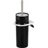 bremermann set per WC rotondo bremermann SAVONA incl. staffa a muro da incollare o forare & 1 testina di ricambio - per bagni e toilette per ospiti in plastica (Nero)