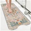 SHUCHING Tappetino Vasca Antiscivolo, Tappetino Doccia Antiscivolo Lungo 100x40cm, Tappeto Vasca da Bagno Antimuffa e Lavabile in Lavatrice, Floreale Vintage Marrone
