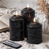 WoPail Candele LED Senza Fiamma set 3,Real Wax Pilastro, Candela a Batteria Senza Fiamma con Timer e Telecomando Candele LED per festa, decorazione abitativa, campeggio, matrimoni (Nero)