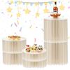 GAESHOW 6 Pcs Alzate per Buffet, Rialzi Pieghevoli per Buffet con 6 Piatti Rotondi in PVC, Alzatine per Allestimenti Bianche per Dessert, Cupcake, Decorazione per Matrimoni, Feste, Giardino