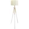 BEL AIR HOME - Lampada da Terra Soggiorno NAPOLI, Treppiede a 3 gambe 1 x E27 (Lampadina non inclusa) Design Moderno in Metallo e Legno, Ideale per Salotto e Camera (BIANCO)