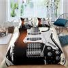 Loussiesd Set di biancheria da letto per chitarra e chitarra con tema musica rock, strumento musicale, biancheria da letto e biancheria copriletto singolo, con 1 federa