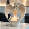 GloBrite Portacandele Angelo con Candela LED Tremolante - Statuetta Angelo Decorativo da Tavolo per Centrotavola Natalizio - Ornamento Angelo Bianco per Decorazioni Natalizie Casa e Tavola Natale