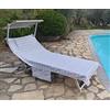 Vico Casa® Telo Mare Lettino RIVIERA 75x195cm in cotone, disegno righe/Telo lettino con cuscino, tasche e sacca portatelo/Grigio e Rosso