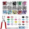 QWORK® 240 Pezzi bottoni a pressione in acciaio inox, 9,5 mm bottone pressione senza cuciture con pinza, per abbigliamento e progetti artigianali