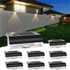 AGOTD Lampada Solare da Esterno a Parete, Luce LED Decorativa Bianco Caldo 3000K, IP65, per Balcone Terrazzo Giardino Recinzione, 8 Pezzi