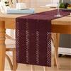 Miuyunya Runner da tavola rosso vino boho macramè, cotone lino, 30 x 200 cm, in pizzo all'uncinetto, in rete, piccolo stile rustico, runner da tavolo, moderno, decorazione bohémien, per cucina, matrimonio