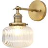 JIMUBEAM Applique da parete industriale vintage a 1 luce con paralume a globo in vetro a strisce trasparenti Lampada da parete per interni