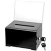 QWORK® Scatola per donazioni in acrilico nero con serratura e supporto cartello, 16 x 12 x 10 cm, urna per votazioni e suggerimenti