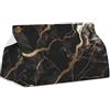 NWTRJ Copertura per scatola di fazzoletti in marmo nero oro in pelle sintetica impermeabile porta fazzoletti porta carta facciale moderna decorazione domestica per comò bagno camera da letto ufficio