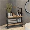 [en.casa] Scaffale Autoportante (AxLxP) 41,5 x 32 x 15 cm Organizzatore Decorativa in Metallo con 2 Ripiani in MDF Portaoggetti per Bagno Cucina - Nero/Effetto Legno