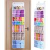 MINENICE Organizer per porta in lana, organizer da appendere, porta con 5 tasche in plastica trasparente e 3 grandi ganci in metallo per ferri da maglia, organizer per ferri da maglia, uncinetti, palline da