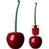 Generic Scopino per WC creativo a forma di ciliegia, compatto, impugnatura comoda, manico in plastica ABS, strumento decorativo per la pulizia del bagno (rosso)