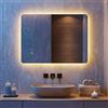 COSTWAY Specchio da Bagno Rettangolare con LED, Specchio da Parete con Luminosità Regolabile, Retroilluminato, Touch Intelligente, Vetro Temperato con Memoria e Anti-Appannamento (70 x 50 x 2,8 cm)