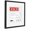 HIMEETIME® 1x Cornice - 30x30 cm,Legno Ayous,Nero,Passepartout 20X20cm,Cornice per foto 30x30 quadratamedie con vetro artificiale infrangibile - Solo esposizione da parete