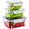 MECSAL CASALINGHI Set 3 Contenitori Ermetici Rettangolari per Alimenti 800 1400 2300 ml, BPA Free, Plastica Trasparente Salvaspazio per Frigo Freezer e Dispensa