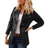 Gefomuofe Giacca in similpelle da donna Punk PU blazer Y2K Retro Camicetta a maniche lunghe, con colletto a risvolto, per il tempo libero, elegante bomber, Nero , XXL