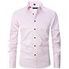 ATOFY Camicia da uomo a maniche lunghe Slim Fit Casual Botton-Down Camicie solide, Rosa, L