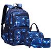 SellerFun Spazio Modello Galaxy Zaino Ragazzi Primaria Junior Scuola Media Daypack Uomini High Middle School Laptop Bag, Spazio-blu, 3Pcs Backpack Set