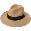 Yutdeng Cappello Panama per Unisex Donna Uomo, da Spiaggia in Paglia, Fedora Arrotolatoa, Tesa Larga, da Sole Regolabile Estivo, Pieghevole, Bianco Latte