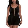 Anita Splash of Stripes Arabella Skirted One Piece Swimsuit (7322),42D,Black