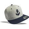 Baddery cap: Ancora - Flexfit Classic Snapback Basecap con Ricamo in 3D- Pesce - Pescatore - Berretto - Cappello - Hip Hop Rap - Regalo Capitano - Urban Streetwear (Grigiore)